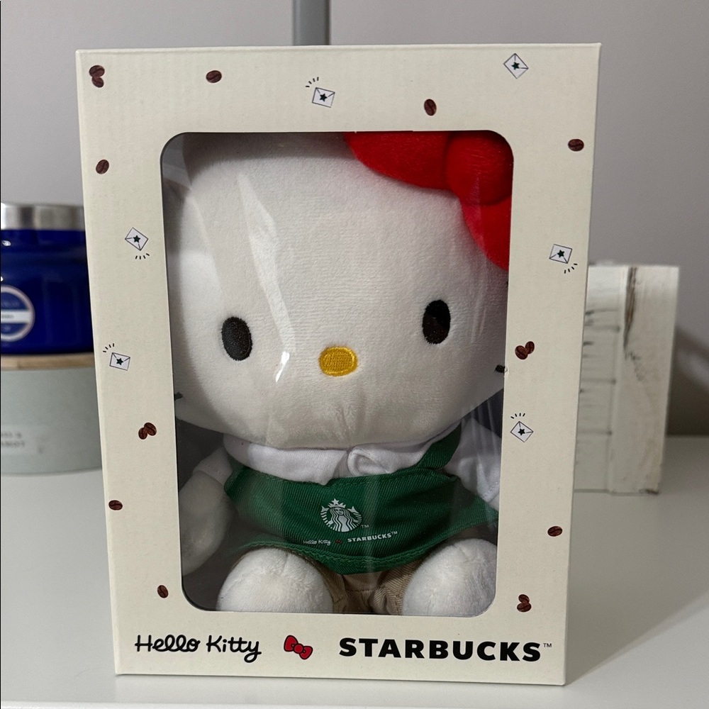 2025 Holiday Starbucks Hello Kitty Plush with Red Bow and Green Apron